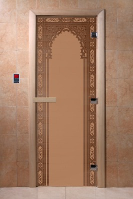 Дверь стеклянная сатин или бронза матовая DOORWOOD Восточная арка