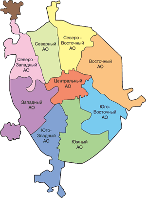 Карта округов Москвы
