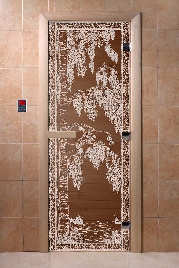 Дверь стеклянная бронзовая DOORWOOD Берёзка
