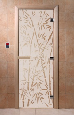 Дверь стеклянная сатин или бронза матовая DOORWOOD Бамбук и бабочки - вид 1 миниатюра