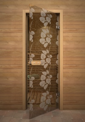 Дверь стеклянная AKMA Белые листья 700х1900