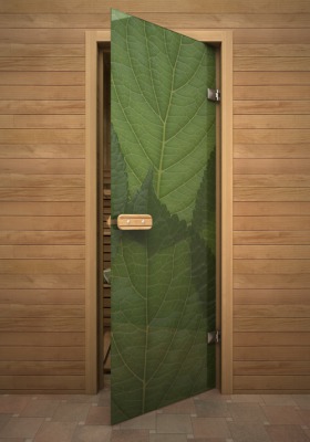 Дверь стеклянная AKMA Зелёные листья 700х1900 - вид 1 миниатюра