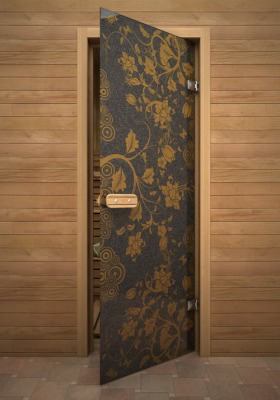 Дверь стеклянная AKMA Жёлтый узор 700х1900 - вид 1 миниатюра