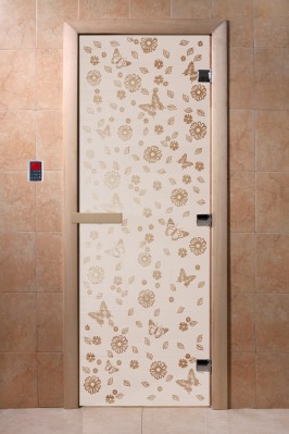 Дверь стеклянная сатин или бронза матовая DOORWOOD Цветы и бабочки - вид 1 миниатюра