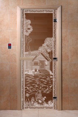 Дверь стеклянная бронзовая DOORWOOD Банька в лесу