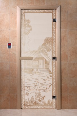 Дверь стеклянная сатин или бронза матовая DOORWOOD Банька в лесу - вид 1 миниатюра