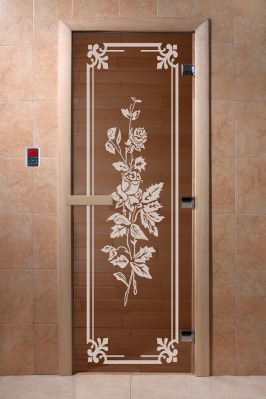 Дверь стеклянная бронзовая DOORWOOD Розы