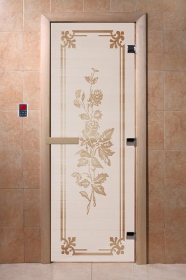 Дверь стеклянная сатин или бронза матовая DOORWOOD Розы - вид 1 миниатюра